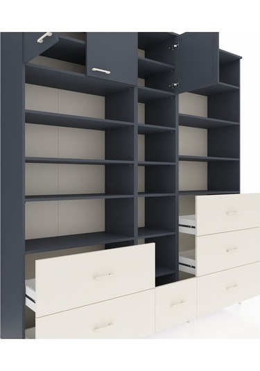 Hyperion Dolap 17 Raflı 6 Çekmeceli 3 Kapaklı 220x44x243 Antrasit-antrasit/aytaşı Antrasıt/aytası Hyperion Dolap 17 Raflı 6 Çekmeceli 3 Kapaklı 220x44x243 Antrasit-antrasit/aytaşı Antrasıt/aytası