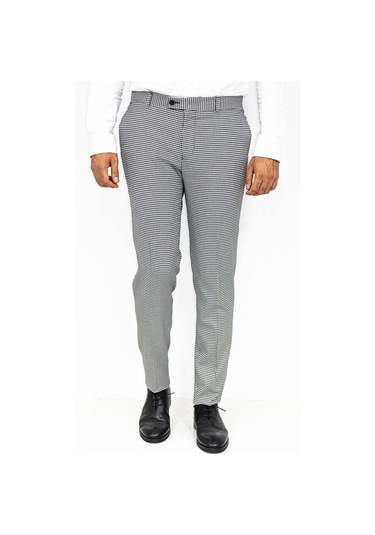 Wessi Kaz Ayağı Desenli Slim Fit Gri Erkek Pantolon Gri
