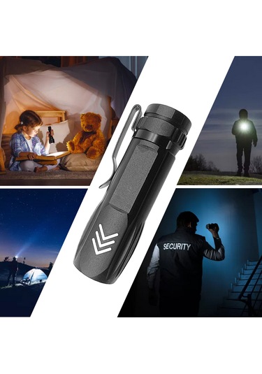 Jeemson Alüminyum Gövde Usb Şarjlı Led El Feneri - 3 Modlu, 400mah, 50m Işık Menzili, Kamp Ve Acil Durum Aydınlatması Siyah Siyah