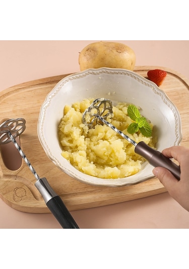 Cbtx Ahşap Saplı 316l Paslanmaz Çelik Patates Ezici Kalınlaşmış Taro Ezme Aletleri Çok Renkli