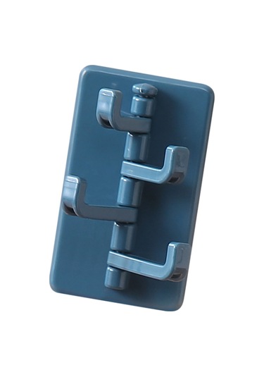 Kangvka Döner Dörtlü Duvar Kanca - Deliksiz Montaj, Japon Tabanlı Yapışkan, Mutfak/banyo Uygun, Mavi