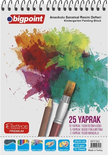 Bigpoint Sanatsal Anaokul Resim Defteri 25x35 25 Yaprak Bpp350