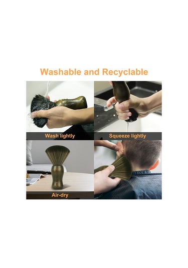 Youtek Profesyonel Saç Kesimi Tozu Fırçası - Doğal Elyaf, Ahşap Sap, Cilt Dostu