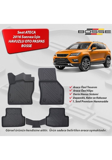 Seat Ateca Paspas Araca Özel 2016 Sonrası BOSSE 3D Havuzlu Oto Paspas