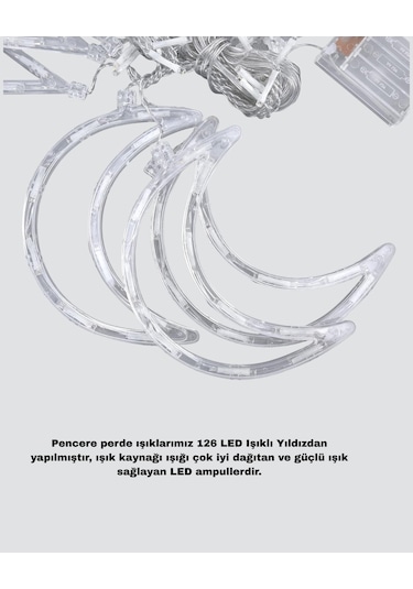 Yıldız Ve Ay Figürlü Prizli Perde Led Işık Romantik Ortam Aydınlatması Renkli