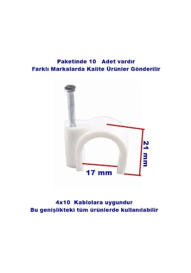 Beton Çivili Kablo Tutturma Kroşe No:7 10 Lu Paket