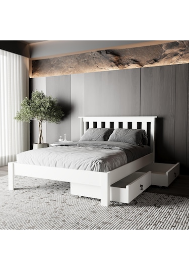 Shark New 2 Çekmeceli Mdf Karyola Kolay Kurulum-942 150x200