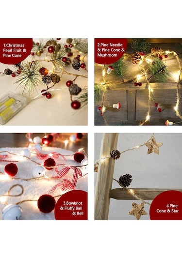 Maoyaya Noel Led Işık Zinciri: 2 Metre 20 Led Pil İle Çalışan Dekoratif Çan Ve Top Modelleri Diğer