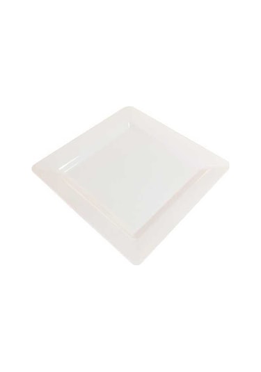 Plastik Kare Tabak Beyaz 18 Cm - 10 Adet
