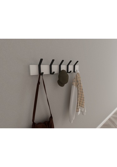 Hepsi3boyutlu Modern Duvar Kapı Askılık - 5 Adet Siyah Askılık Siyah