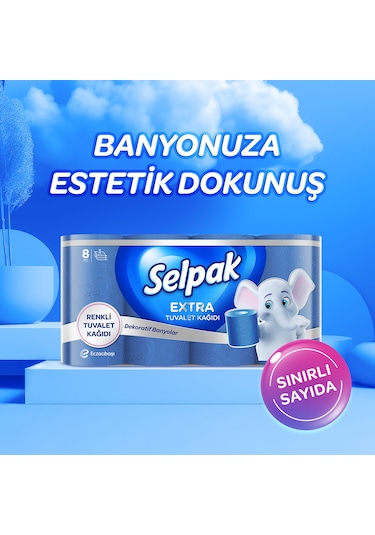Selpak® Extra Renkli Tuvalet Kağıdı 2 x 8'li