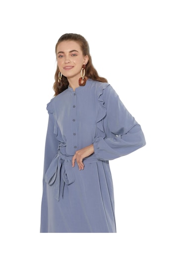 Kayra Farbalalı Katlı Elbise Kay.vv-a23-93005 Mavi
