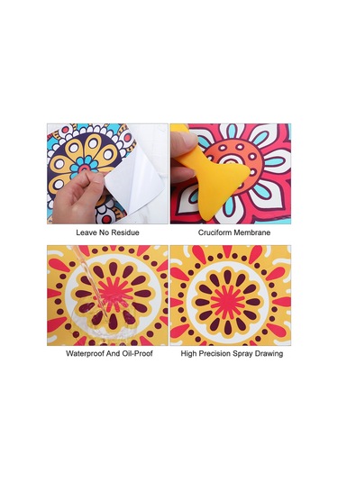Springsun Su Yapışkanlı Pvc Duvar Sticker - Su Geçirmez, Yağa Dayanıklı Mutfak & Banyo Dekoru 10x10cm Çok Renkli