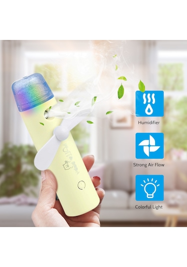 Yaleker Sarı El Tipi Nemlendirici Sprey Fanı - Led Işıklı, Taşınabilir, Cilt Nemlendirici Ve Soğutucu Fonksiyonlu Diğer