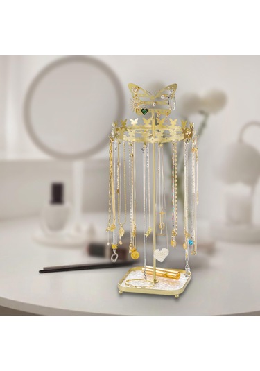 Homyl Takı Organizatör Ekran Metal Tutucu Kolye Küpe Bileklik Altın