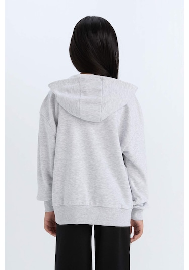 DeFacto Kız Çocuk Oversize Geniş Kalıp Kapüşonlu Basic Düz Fermuarlı Sweatshirt D8214A8NSGR379 DeFacto Kız Çocuk Oversize Geniş Kalıp Kapüşonlu Basic Düz Fermuarlı Sweatshirt D8214A8NSGR379