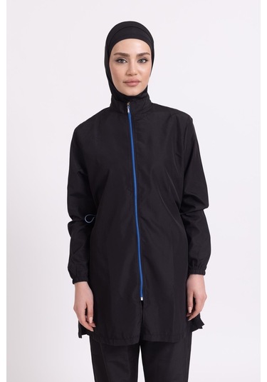 Kadın 23203 Büzgülü Paraşüt Tam Tesettür Mayo Siyah-siyah 33942 - 1 Siyah