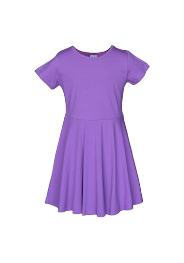 Lovetti Açık Mor Kız Çocuk Düz Basic Kısa Kol Elbise 9560M022 Mor