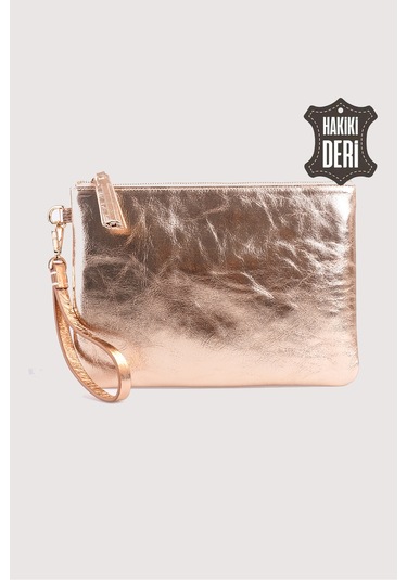 Hakiki Deri Kadın Clutch Çanta 9121 Sarı