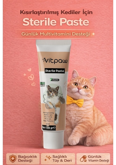 Vitpaw Kısırlaştırılmış Kediler İçin Vitamin & Mineralli Malt Macunu Sterile Paste 100 G
