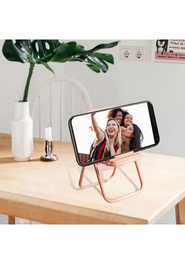 Bloomnest Mini Katlanır Sandalye Telefon Tutucu, Şeker Rengi, Masaüstü Stand, Tüm Telefonlar İçin Uyumlu, Altın-siyah Altın - Siyah