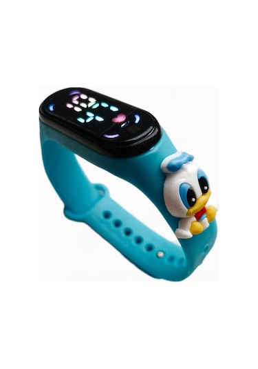 Renkli Led Ekranlı Silikon Kordonlu Kol Saati Mavi Ördek