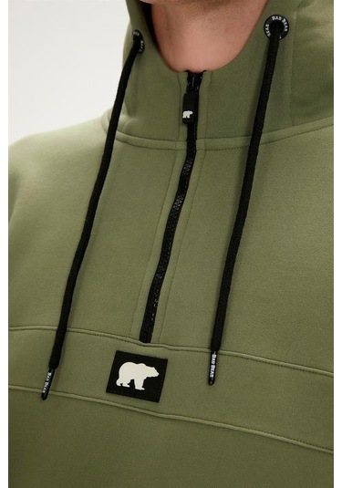 Bad Bear Defence Half-zıp Hoodıe Thyme Erkek Sweatshirt Haki S-xxl 001