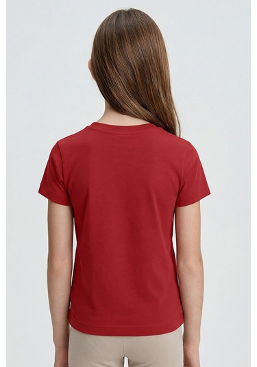 Fiesta O Yaka Standart Fit Basic Unisex Çocuk T-shirt - 11328 Kırmızı