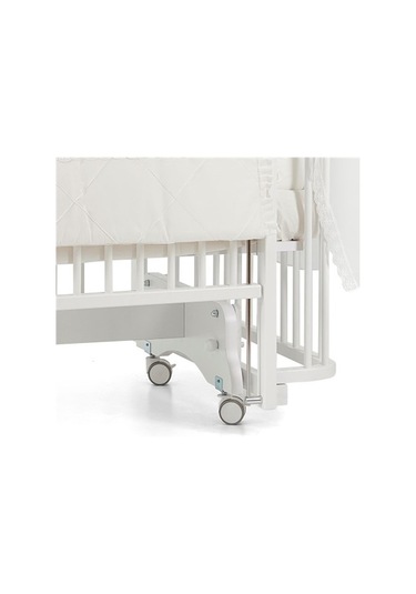 Meltem Kids Bambino Sallanır Ahşap Anne Yanı Beşik 70x110 cm (beyaz-ekru) Ekru