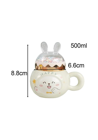 Suntek Sevimli Tavşan Kahve Kupaları Kapaklı Ve Ev Beyaz-mutlu Beyaz Mutlu