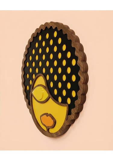 Afro Saçlı Modern Mdf Ahşap Duvar Maskı - Dekoratif Picasso Tarzı Duvar Sanatı 1
