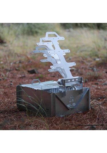 Kamp Ayısı Grillfish Katlanır Özel Kutulu 2mm Galvaniz Çelik Balık Izgaralı Mangal & Ateş Çukuru Gri