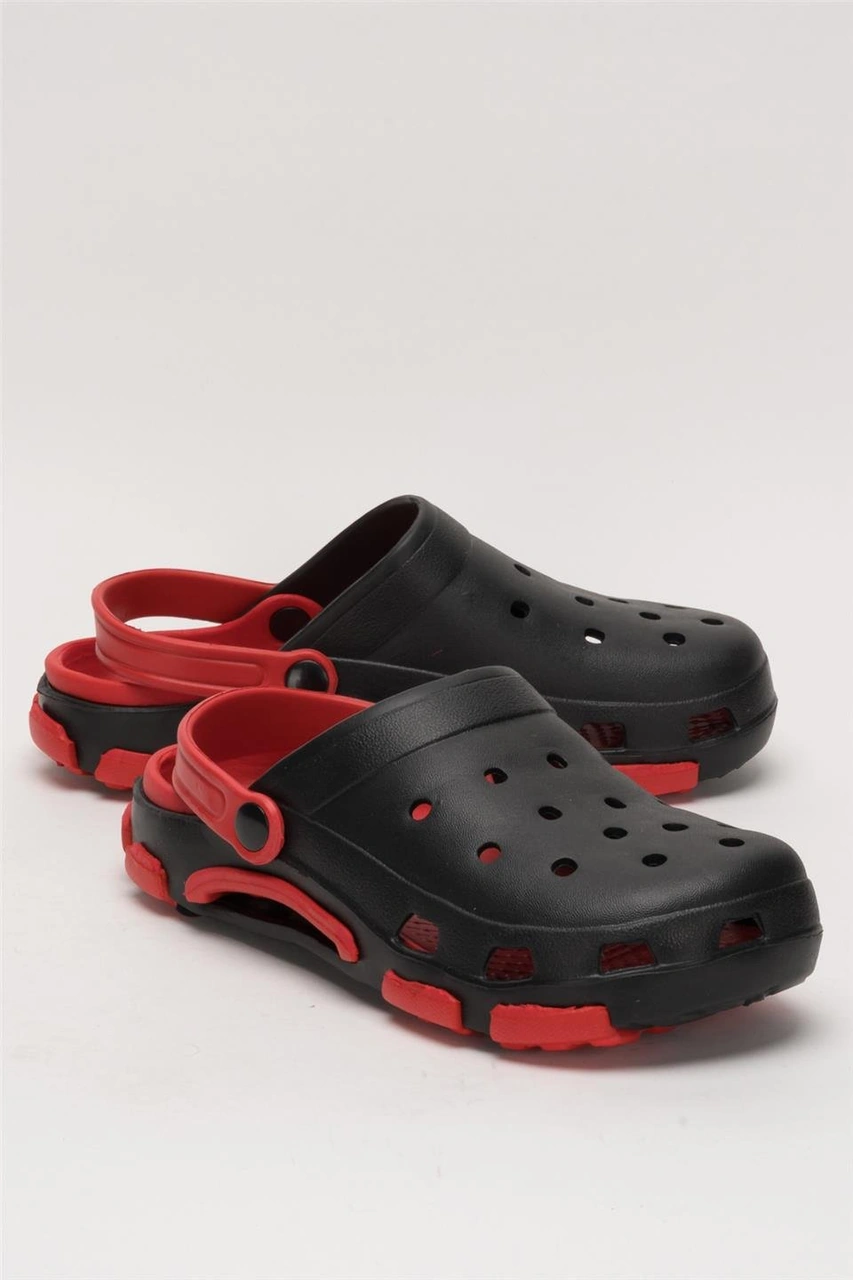 Unisex Çift Tabanlı Ortopedik Hemşire Doktor Aşçı Laboratuvar Deniz Havuz Terliği Sandalet Siyah - Kırmızı Siyah - Kırmızı