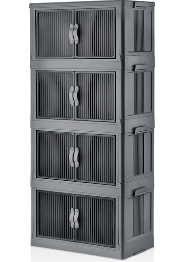 Emayhome Fold & Go 4 Kat Katlanır Dolap - Antrasit Mavi