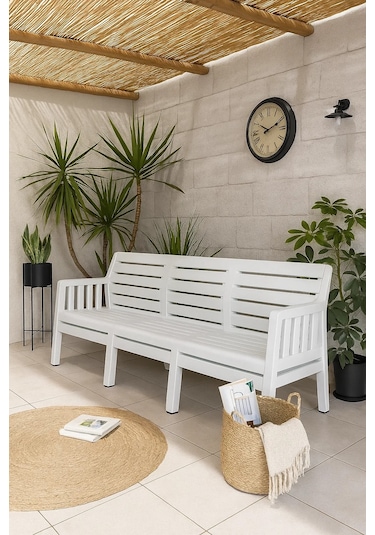 Lara Mindersiz Üçlü Bahçe Balkon Teras Koltuğu – Beyaz