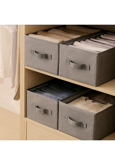 Suntek Giysi Yorgan Saklama Kutusu L Gri 6 Izgara Gri