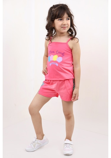 Toontoy Kids Toontoy Kız Bebek Baskılı Şortlu Takım Fuşya