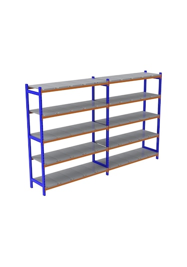 5 Katlı Duble Depo Rafı - 300-350 Kg Taşıma Kapasiteli Hafif Rack Raf Galvaniz