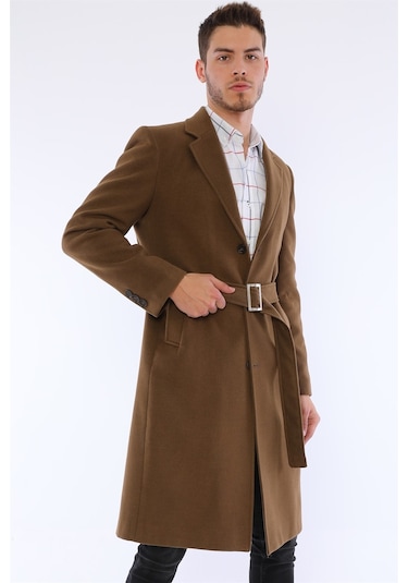 Plt8400 Dewberry Erkek Palto-Camel-Camel Koyu Camel