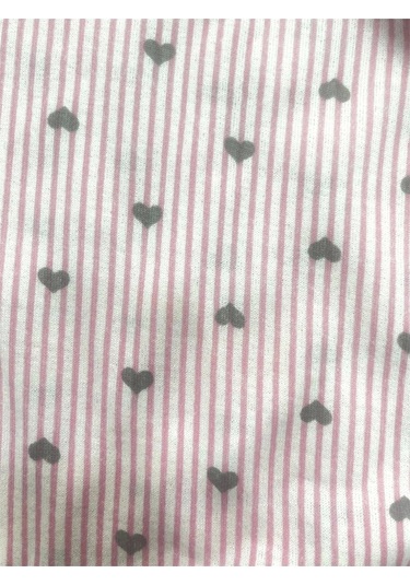 Desenli Penye Diz Altı Büyük Beden Anne Kadın Kapri Pembe Çizgili Kalpli