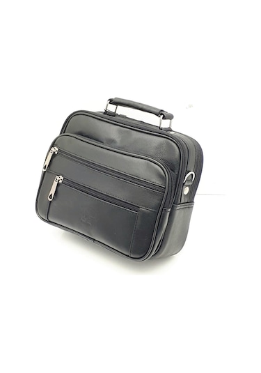 NEWİSH POLO HAKİKİ DERİ POSTACI KASALI EL OMUZ ÇANTASI YAN BÜYÜK Siyah