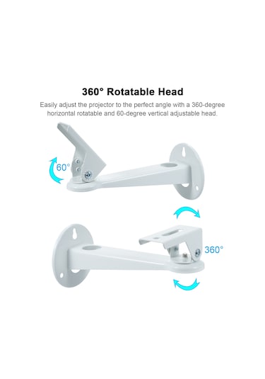 Ximistore9 Projektör Duvar Tutucu - 360 Dönebilen, 60 Yükseklik Ayarı, 20cm Maks Uzunluk, 1.5kg Yüke Dayanır, Siyah En Az 10 Adet