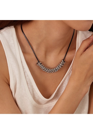 Sones Opk Gx2423 Kişiselleştirilmiş Deri Halat Paslanmaz Çelik Yüzük Kolye Ucu Aksesuarları