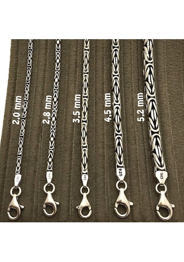 Takı Dükkanı 925 Ayar Gümüş Erkek Bileklik Yuvarlak Kral Model 4mm Genişlik 21cm Uzunluk msb05