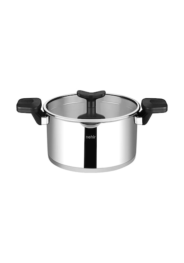 Nehir Roma 22 Cm Paslanmaz Çelik Süzgeç Kapaklı Fonksiyonel Derin Tencere