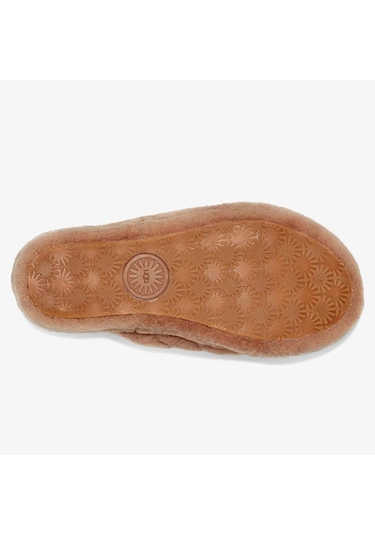 Ugg W Fluff Yeah Slide Leather Womens Slide Hakiki Koyun Derisi Kadın Terlik Taba Taba