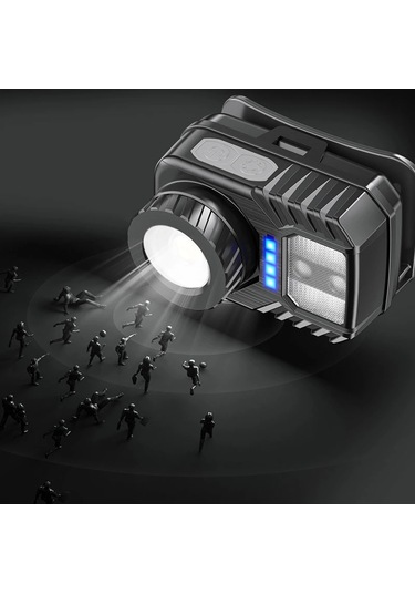 Peakstar Ps-571 Sensör Xpg Cob Led Usb Şarj Edilebilir Lityum Pilli Zoomlu Kafa Lambası Çok Renkli