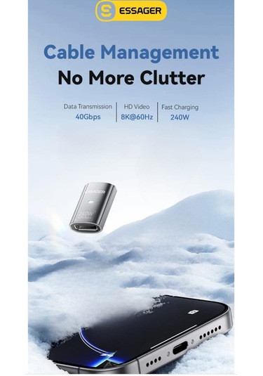 Essager Type-c To Type-c Dişi Adaptör 40gbps 8k+4k Usb 4.0 Ce Lisanslı Çevirici Dönüştürücü Adaptör