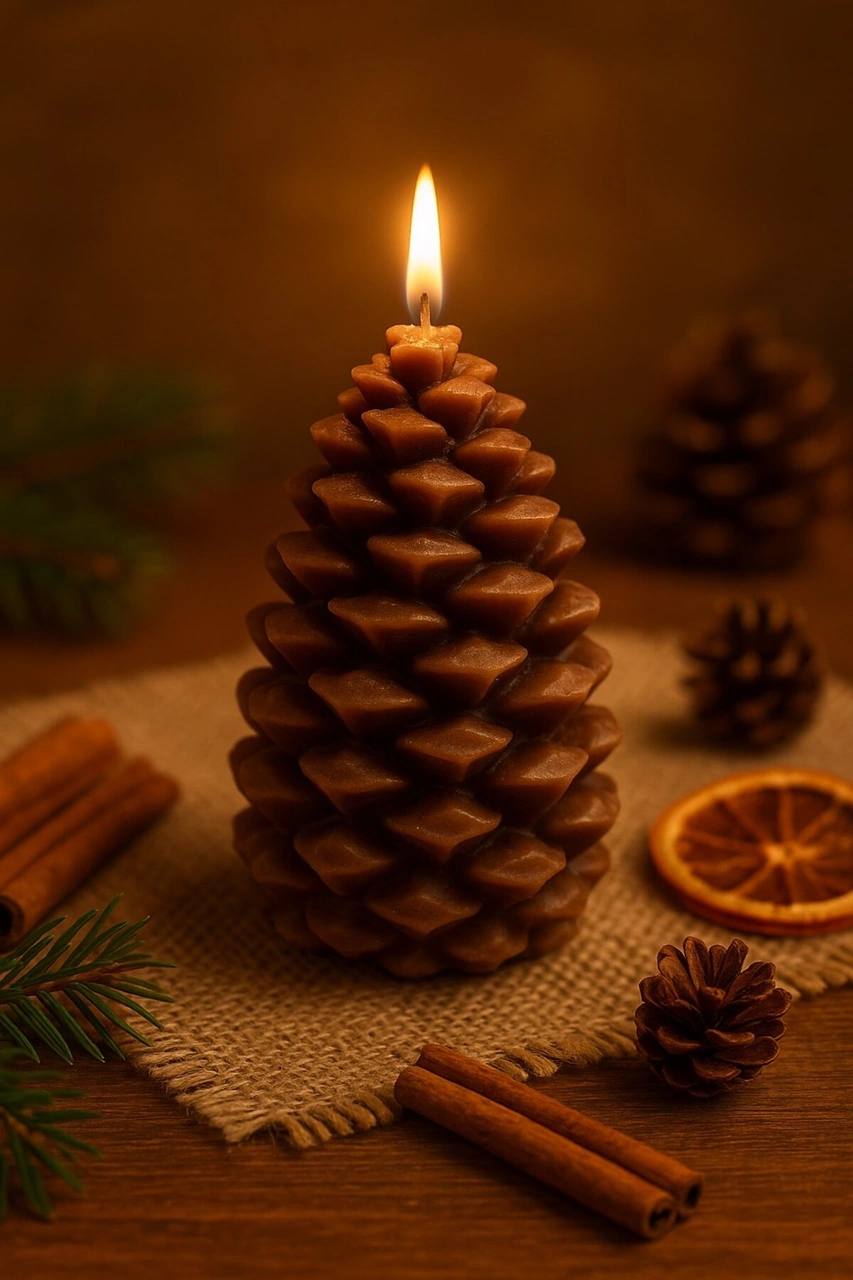 3 Lü Yılbaşı Temalı Masa Ve Ev Dekoru Noel Baba Kozalak Ve Çam Ağacı Temalı Mum Yılbaşı Hediye Seti Çok Renkli