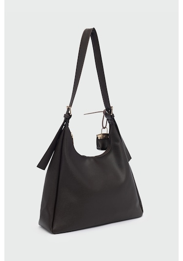 Guts Charmlı Salaş Omuz Çantası Kahve Kahverengi - Siyah - Bej